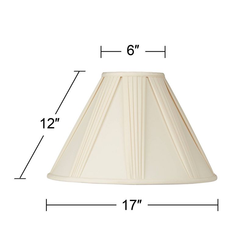 Springcrest Collection Empire Lamp Shade Ivory French Drape Large 6" Top x 17" Bottom x 12" High Spider Harp and Finial Fitting, 5 of 9