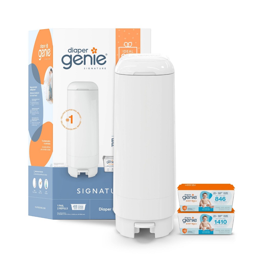 Diaper Genie Signature Diaper Pail Gift Set with 48 Bags