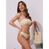 INSPIRE CHIC Women's Bandeau Drawstring Side Tie Ribbed Bikini Sets, Strapless Top Triangle Bottom Swimwear Bathing Suits 1 Set - 4 of 4