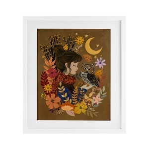 Stupell Industries Autumn Owl & Girl Framed Print Under Glass - 1 of 4