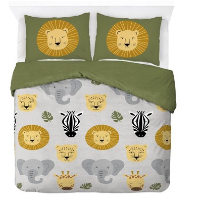 Safari Friends Full/Queen Organic Cotton Kids Duvet Cover Set