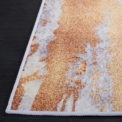 Tacoma 6' x 6' Gray and Rust Abstract Washable Area Rug