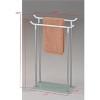 Kings Brand Furniture - Bryant Metal/Glass Free Standing Bathroom Towel Rack Stand, Chrome/White - 2 of 4