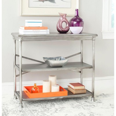 Transitional Dark Silver 38" Iron and Wood Etagere Bookcase