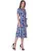 24seven Comfort Apparel Womens Navy and White Short Sleeve Tie Waist Midi Dress - 2 of 4