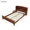 1 Full Bed Frame, Solid Pine Wood Storage Headboard with LED Light and Guardrails - Baofuwish - 4 of 4