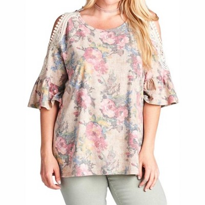 Women's Floral Crochet Washed Top - Oddi