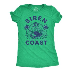 Womens Siren Coast T Shirt Funny Tropical Mermaid Beach Lovers Tee For Ladies - Crazy Dog Women's T Shirt - 1 of 4