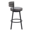 HomeRoots 31" Gray and Black Fabric and Steel Low Back Bar Height Swivel Bar Chair - 4 of 4