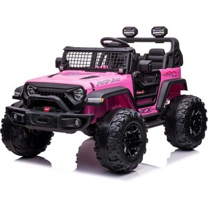 Kids Ride On Car 24V 2 Seaters with Remote Control, Wheels Truck, Electric Vehicle Car with Light, Storage Space, Music, Horn,USB, Pink - 1 of 1