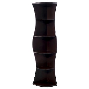 70.8" Ronni Contemporary 5 Shelf Corner Bookcase Walnut - HOMES: Inside + Out: Transitional Style, Enclosed Back - 1 of 4