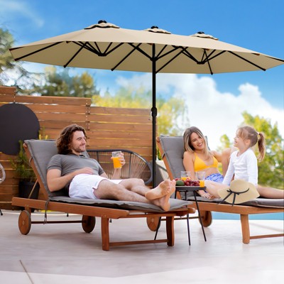 VisioGear Patio Umbrellas, Large Outdoor Table Umbrella for Yard, Market Umbrella with Crank Handle, Brown, 181.1"*106.2"*94.5"