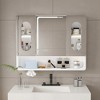 KTMBDW Bathroom Medicine Cabinet, Bathroom Mirror Cabinet Wall Mounted with Open Storage Shelves, Wall Cabinet with LED Lights, Anti-Fog, White - 2 of 4