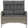 vidaXL Reclining Patio Bench with Cushions 42.1 in. Poly Rattan Gray - 3 of 4