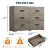 Modern drawer dresser with 6 drawers, solid structure, deep drawers, with anti-tip device, suitable for home, office, living room - 2 of 4