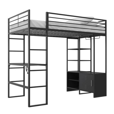 Twin Adele Kids' Loft Bed With Desk Black - Room & Joy : Target