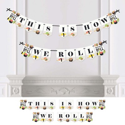 Big Dot of Happiness Let's Roll - Sushi - Japanese Party Bunting Banner - Party Decorations - This is How We Roll