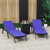 LeisureMod Marlin Patio Lounge Chairs with Arms and Fire Pit Side Table - Black Trim, Set of 2 - 2 of 4