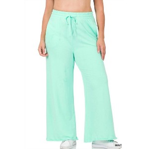 Women's French Terry Wide Leg Lounge Pants - ZENANA - 1 of 1
