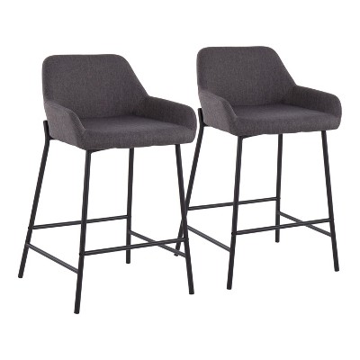 Set of 2 Daniella Metal/Polyester Counter Height Barstools - LumiSource