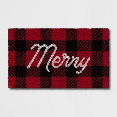 Merry Christmas Winter Red Black Plaid Front Door Mats - Temu Germany