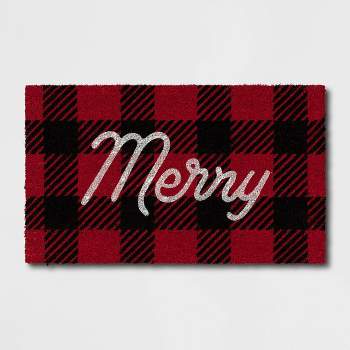 Red Truck Xmas Tree Kitchen Rugs and Mats Large Merry Christmas