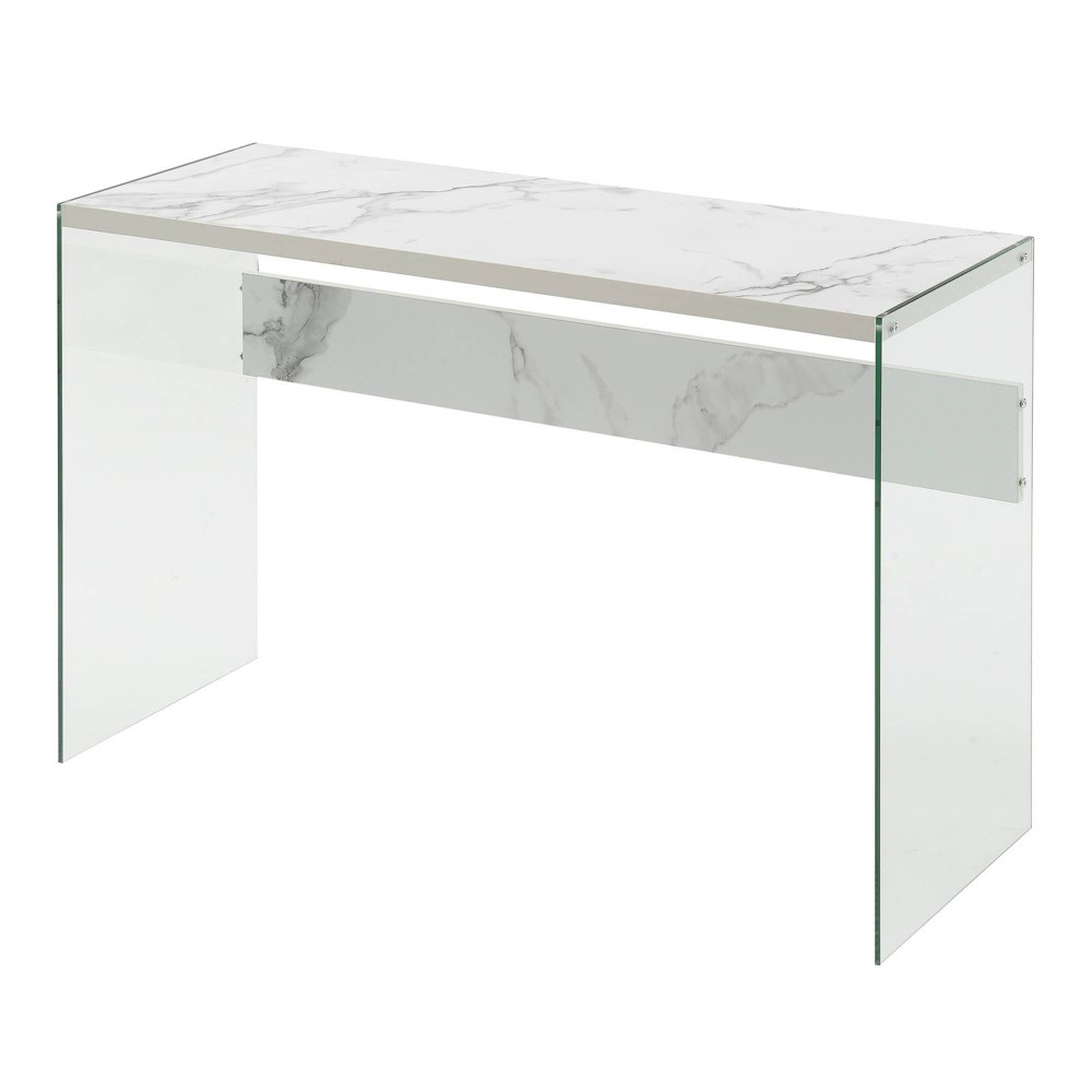 SoHo Console Table Faux White Marble - Breighton Home: Modern Tempered Glass, Elegant for Living Room