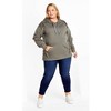 Avenue Women's Plus Size Frill Plain Hoodie - 3 of 4