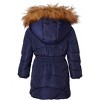 Sportoli Girls Fleece Lined Quilted Midlength Fur Trimmed Hood Winter Puffer Coats - 3 of 4