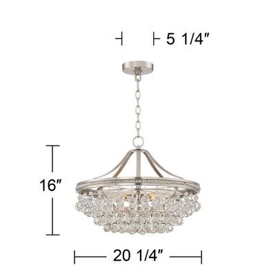 Vienna Full Spectrum Wohlfurst Brushed Nickel Pendant Chandelier 20 1/4" Wide Clear Crystal 5-Light Fixture for Dining Room House Foyer Kitchen Island