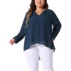 Agnes Orinda Women's Plus Size V-Neck Long Sleeve High Low Asymmetric Hem Layer Casual Blouses - 2 of 4