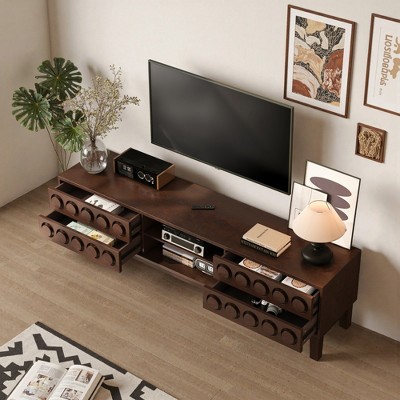 GDFStudio Newman Modern 70" Wood TV Stand with 4-Drawer and Shelf