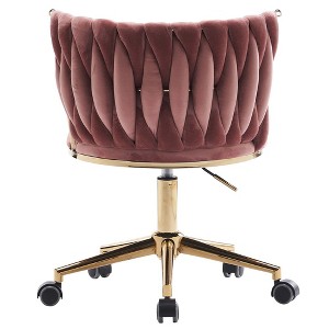 Velvet Office Desk Chair, Upholstered Ergonomic Office Chair With 5 Adjustable Swivel Wheels, Lifting Height 17.3"-21.3"(1.44-1.78ft),Pink - 1 of 3