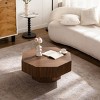 Modern Octagonal Coffee Table with Sleek Finish, Mid-Century Accent Table for Apartment, Small Living Room, or Office – The Pop Home - 3 of 4