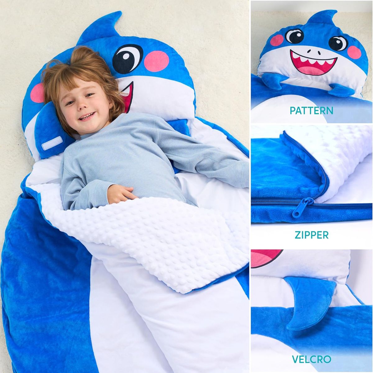 Joyfy Kids Sleeping Bag 4 5 6 Year Old Boys Girl Gifts Toddler Nap Mat with Pillow & Blanket Kids Soft Plush Sleeping Mat for Preschool Kids - thumbnail 4