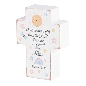 Dicksons Children Are A Gift From The Lord, Psalms 127:3, Multicolor 3.88 x 2.75 Inch MDF Wood Tabletop Block Cross Sign Plaque - 1 of 1