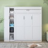 Whisen Modern Design Murphy Bed, Folded into a Cabinet with Shelves, Wardrobe and LED Lights - 3 of 4