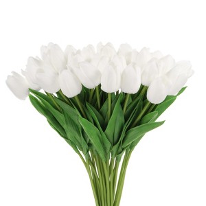 Unique Bargains PU Real Touch Artificial Flowers with Stems 24 Pcs - 1 of 4