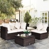 Tangkula 4PCS Rattan Patio Sofa Conversation Set Outdoor Furniture Set w/ Cushion - 2 of 4
