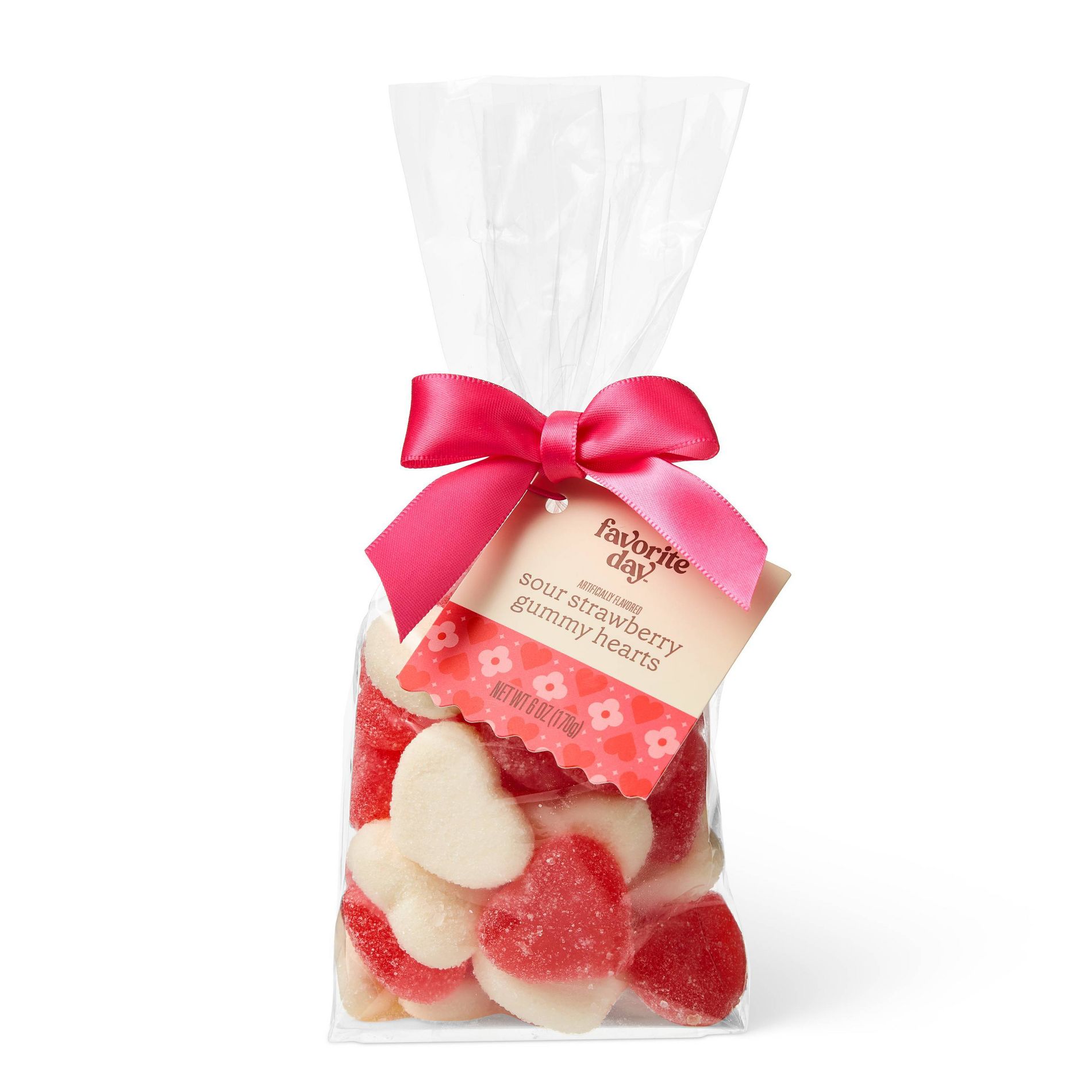 Valentine's Red and White Sour Sanded Hearts Candy - 6oz - Favorite Day™
