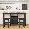 3-piece Counter Height Wood Dining Table Set with Cabinet, 2 Storage Drawers and 2 Stools for Dining Room Decoration Living Room Kitchen - 2 of 4