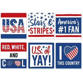 Big Dot of Happiness Stars & Stripes - Memorial Day, 4th of July and Labor Day USA Patriotic Party Decorations - Drink Coasters - Set of 6