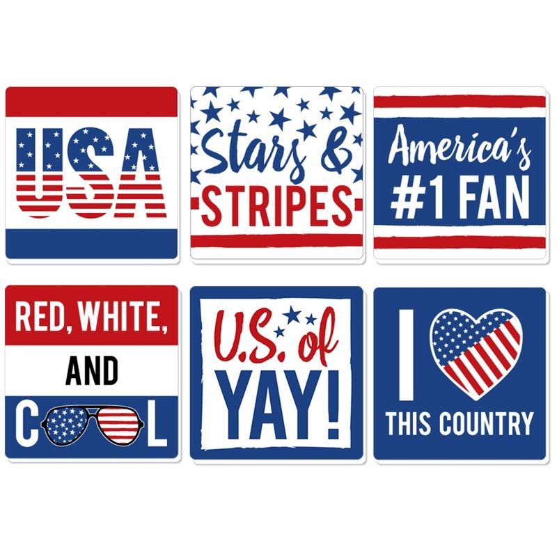 Big Dot of Happiness Stars & Stripes - Memorial Day, 4th of July and Labor Day USA Patriotic Party Decorations - Drink Coasters - Set of 6, 1 of 9
