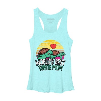Women's Design By Humans World's Best Turtle Mom Retro Stripes By animalshop Racerback Tank Top