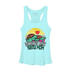 Women's Design By Humans World's Best Turtle Mom Retro Stripes By animalshop Racerback Tank Top - 1 of 2