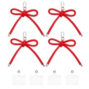 Unique Bargains PU Leather Bag Phone Charm Hanging Accessories Bow Keychains 4 Pcs - 1 of 4