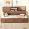 Twin/Full Size Wooden Daybed with 3 Storage Drawers, Upper Soft Board, Shelf, and a Set of Sockets and USB Ports - ModernLuxe - 2 of 4