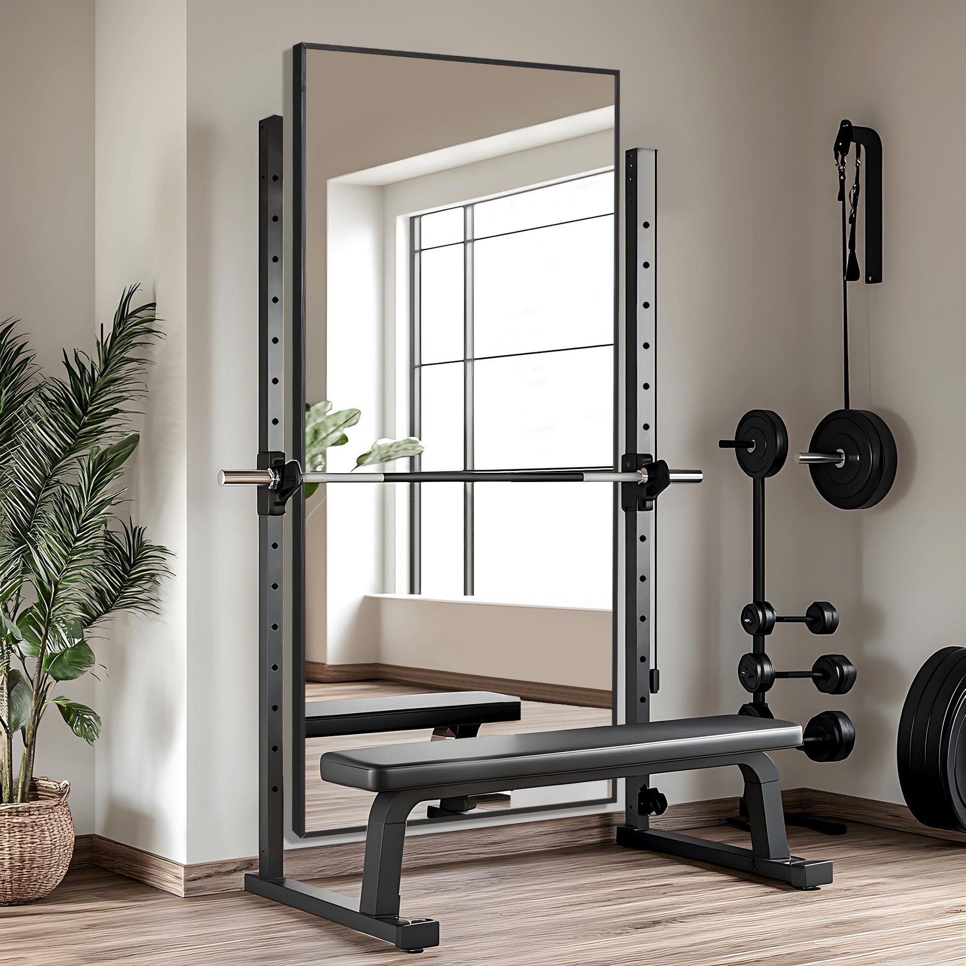 Dovelina Full Length Wall Mirror Large Standing Floor Mirror Black
