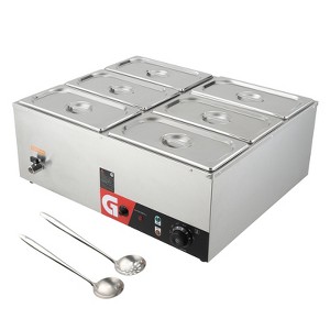 Commercial Food Warmer,1200W Electric Steam Table, Professional Countertop Stainless Steel Buffet Bain Marie,86-185°F Temp Control - 1 of 4