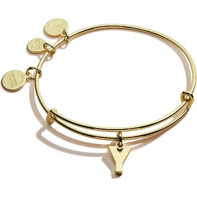 Alex and Ani Expandable Bangle for Women, Initials A to Z Letter Charms, Shiny Finish, 2 to 3.5 in